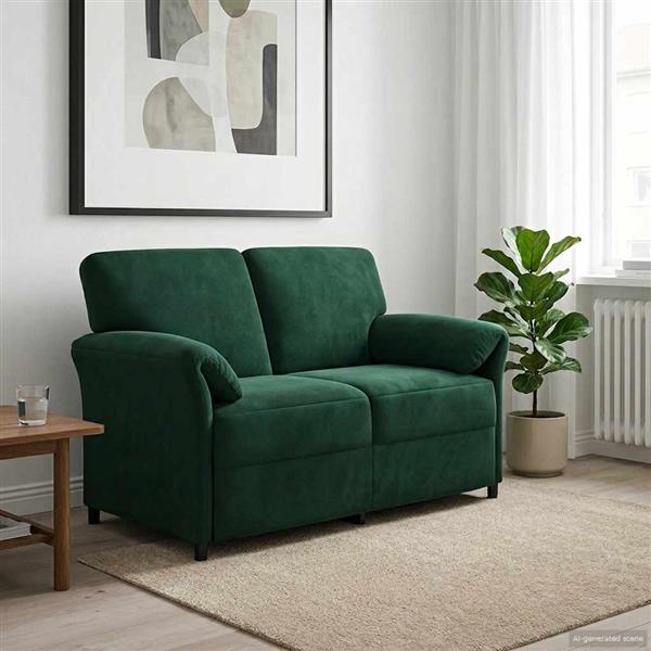Grote foto vidaxl 2 zits sofa donkergroen 138 x 83 x 95 cm fluweel huis en inrichting bankstellen