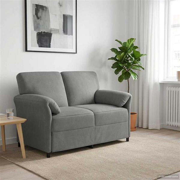Grote foto vidaxl 2 zits sofa donkergrijs 138 x 83 x 95 cm fluweel huis en inrichting bankstellen