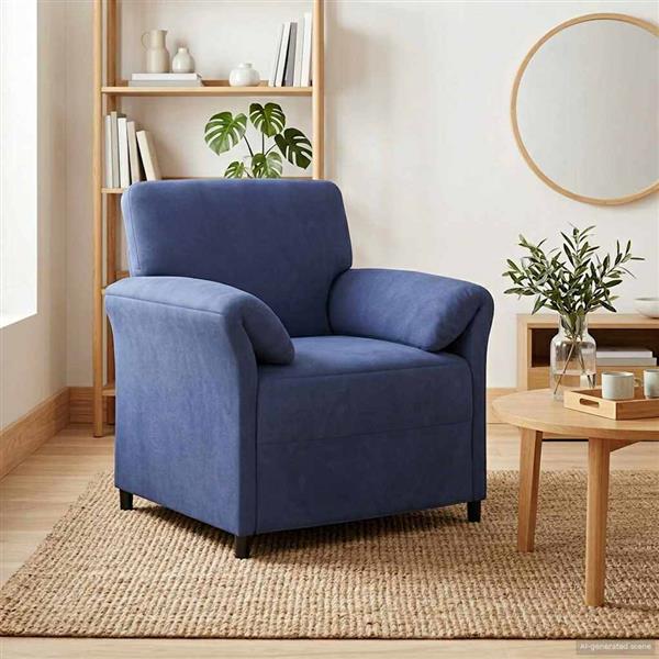 Grote foto vidaxl 1 zits bank politieblauw 88 x 83 x 95 cm fluweel huis en inrichting bankstellen