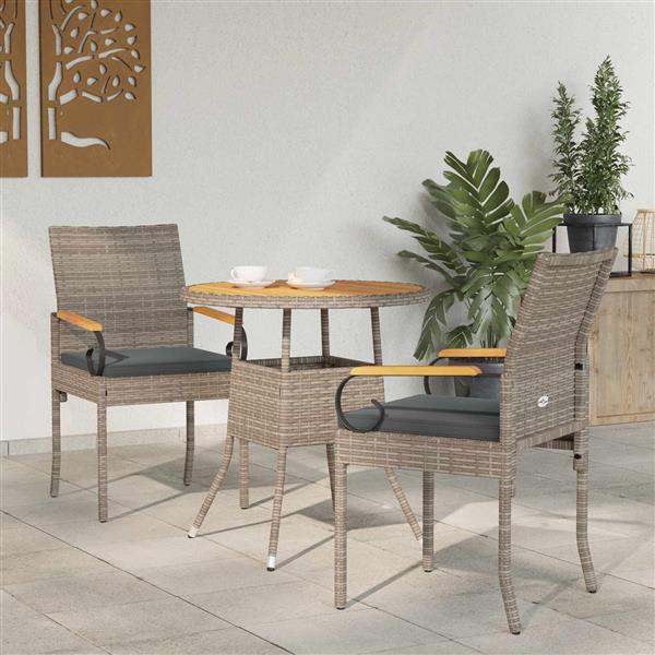 Grote foto vidaxl tuinstoelen 2 pcs grijs en donkergrijs poly rattan en acacia tuin en terras tuinmeubelen