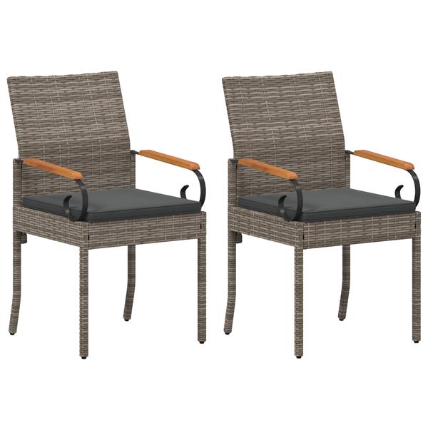 Grote foto vidaxl tuinstoelen 2 pcs grijs en donkergrijs poly rattan en acacia tuin en terras tuinmeubelen