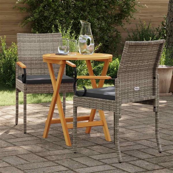 Grote foto vidaxl tuinstoelen 2 pcs grijs en donkergrijs poly rattan en acacia tuin en terras tuinmeubelen