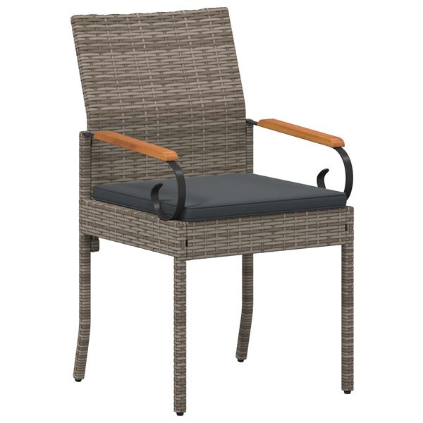 Grote foto vidaxl tuinstoelen 2 pcs grijs en donkergrijs poly rattan en acacia tuin en terras tuinmeubelen