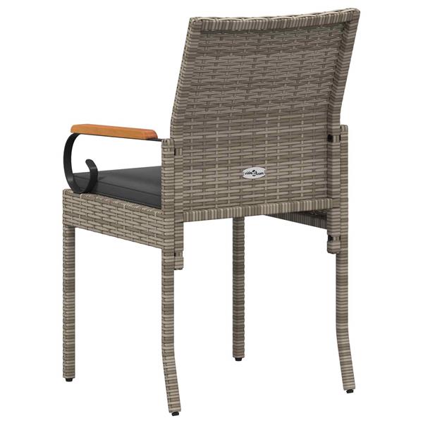 Grote foto vidaxl tuinstoelen 2 pcs grijs en donkergrijs poly rattan en acacia tuin en terras tuinmeubelen