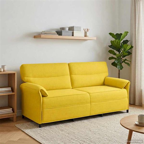 Grote foto vidaxl bank 100 polyester metalen frame mdf multiplex huis en inrichting bankstellen