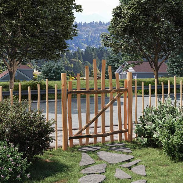 Grote foto vidaxl gebogen hekdeur 100 x 120 cm ge mpregneerd hazelhout bruin tuin en terras hekken en schuttingen