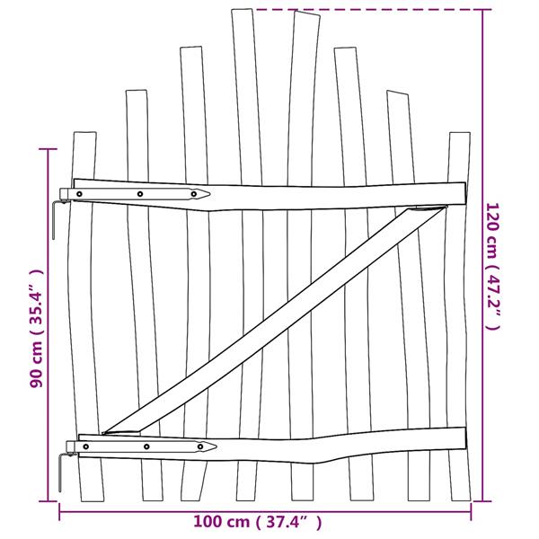 Grote foto vidaxl gebogen hekdeur 100 x 120 cm ge mpregneerd hazelhout bruin tuin en terras hekken en schuttingen