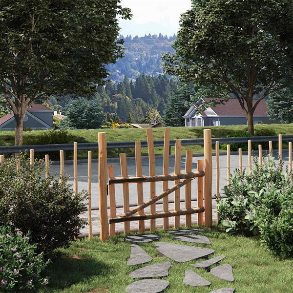 Grote foto vidaxl gebogen hekdeur 100 x 90 cm overig materiaal bruin tuin en terras hekken en schuttingen