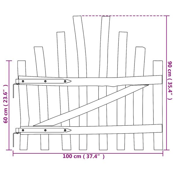 Grote foto vidaxl gebogen hekdeur 100 x 90 cm overig materiaal bruin tuin en terras hekken en schuttingen