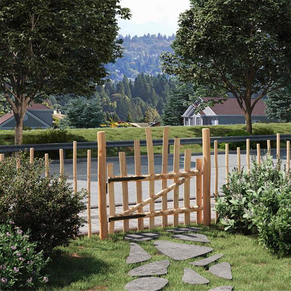 Grote foto vidaxl gebogen hekdeur 100 x 90 cm overig materiaal naturel tuin en terras hekken en schuttingen