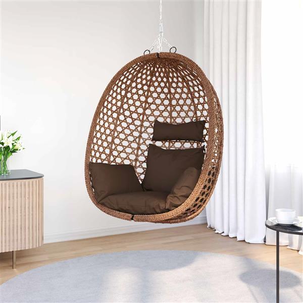 Grote foto vidaxl hangende eierstoel zonder standaard koffiebruin poly rattan tuin en terras tuinmeubelen