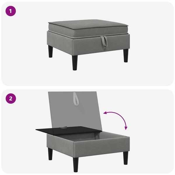 Grote foto vidaxl sofa kruk met opslag donkergrijs fluweel huis en inrichting bankstellen