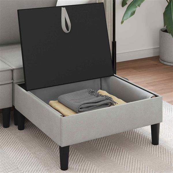 Grote foto vidaxl sofa kruk met opslag lichtgrijs fluweel huis en inrichting bankstellen