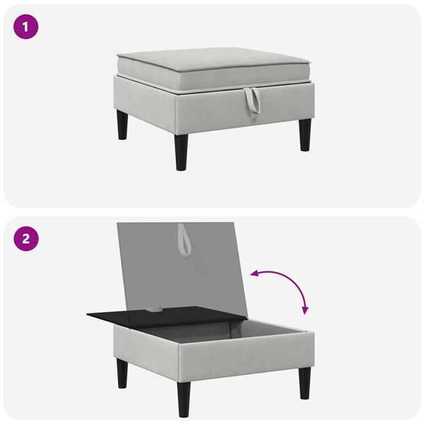 Grote foto vidaxl sofa kruk met opslag lichtgrijs fluweel huis en inrichting bankstellen