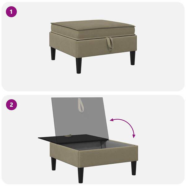 Grote foto vidaxl sofa kruk met opslag kaki fluweel huis en inrichting bankstellen