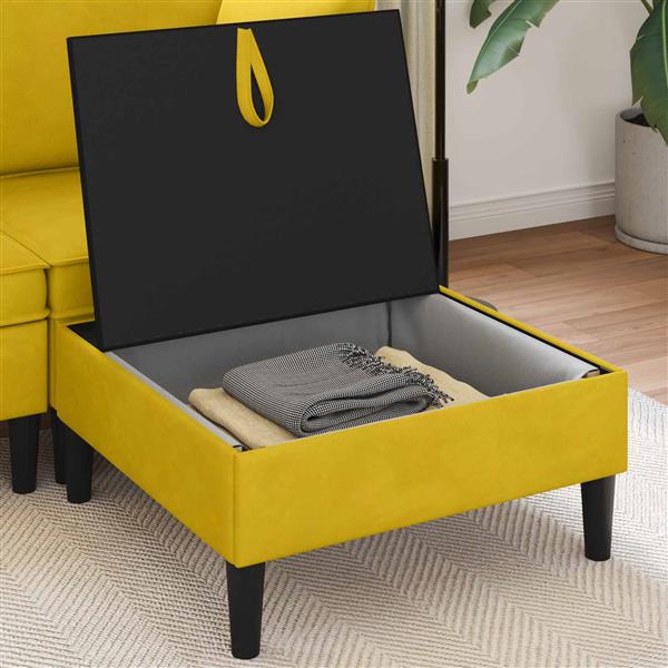 Grote foto vidaxl sofa kruk met opslag geel fluweel huis en inrichting bankstellen
