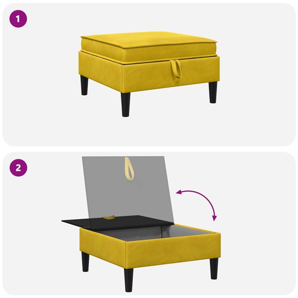 Grote foto vidaxl sofa kruk met opslag geel fluweel huis en inrichting bankstellen