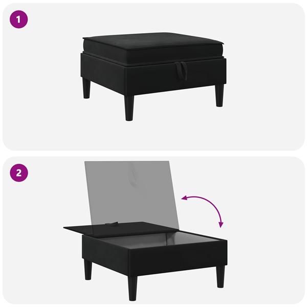 Grote foto vidaxl sofa kruk met opslag zwart fluweel huis en inrichting bankstellen