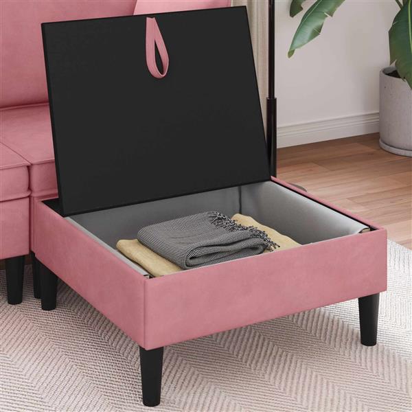 Grote foto vidaxl sofa kruk met opslag roze fluweel huis en inrichting bankstellen