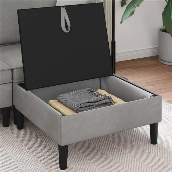 Grote foto vidaxl sofa kruk met opslag lichtgrijs fluweel huis en inrichting bankstellen