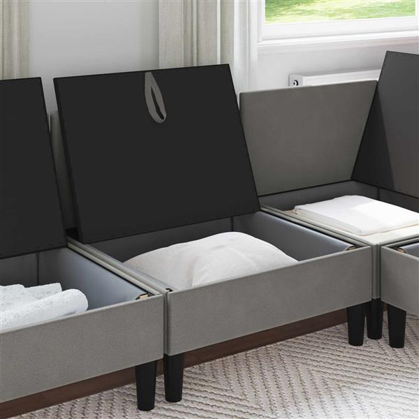 Grote foto vidaxl middelse sofa met opbergruimte donkergrijs fluweel huis en inrichting bankstellen