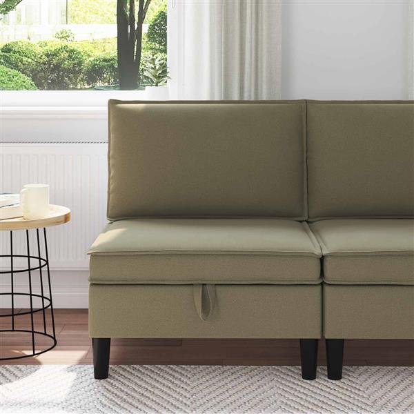 Grote foto vidaxl middelse sofa met opbergruimte kaki fluweel huis en inrichting bankstellen