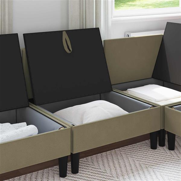 Grote foto vidaxl middelse sofa met opbergruimte kaki fluweel huis en inrichting bankstellen