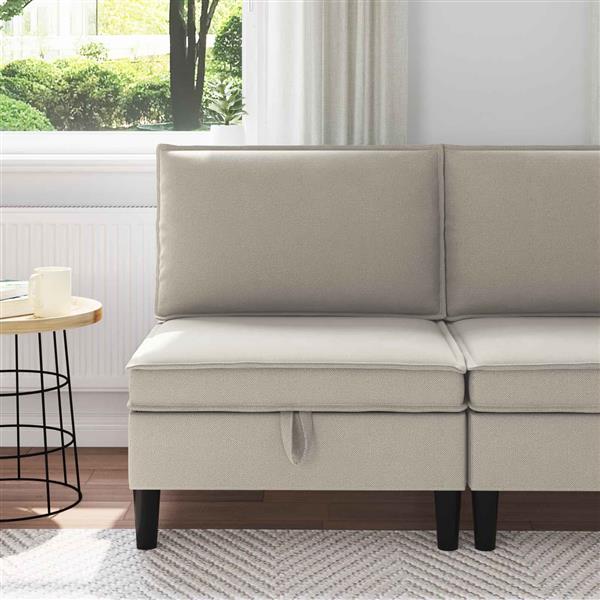 Grote foto vidaxl middelse sofa met opbergruimte havermout fluweel huis en inrichting bankstellen