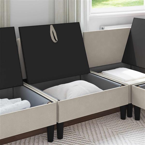 Grote foto vidaxl middelse sofa met opbergruimte havermout fluweel huis en inrichting bankstellen