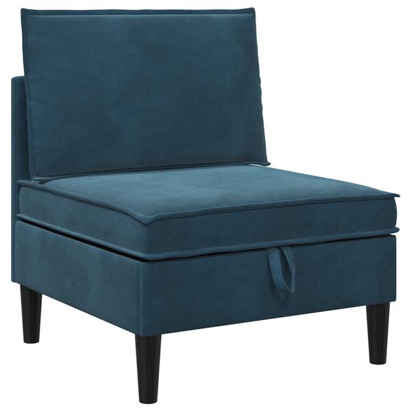 Grote foto vidaxl middelste bank met opbergruimte blauw fluweel huis en inrichting bankstellen