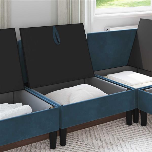 Grote foto vidaxl middelste bank met opbergruimte blauw fluweel huis en inrichting bankstellen