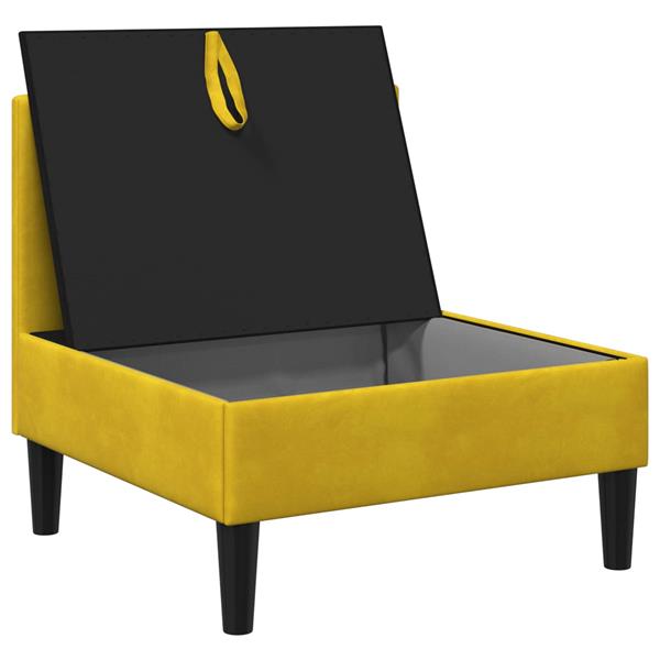 Grote foto vidaxl middelste bank met opbergruimte geel fluweel huis en inrichting bankstellen