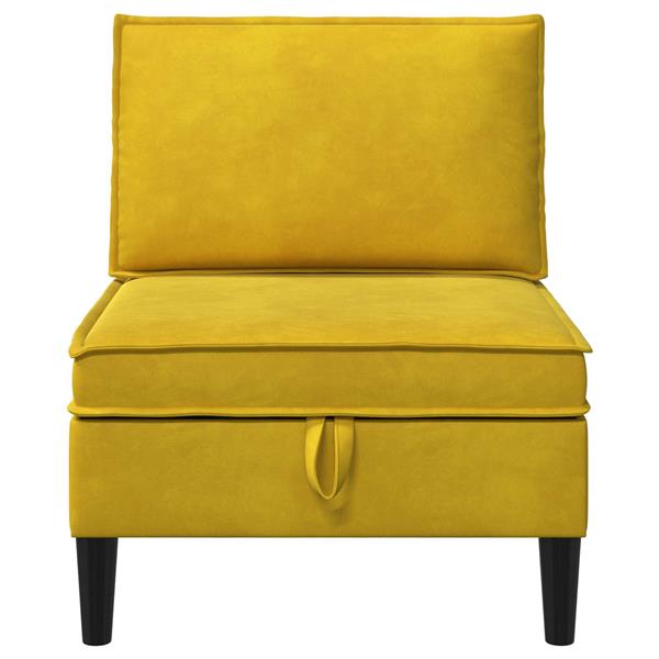 Grote foto vidaxl middelste bank met opbergruimte geel fluweel huis en inrichting bankstellen