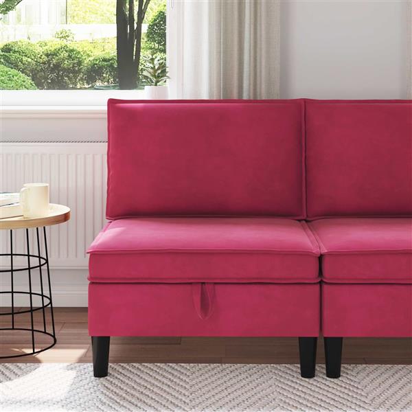 Grote foto vidaxl middelste bank met opbergruimte wijnrood fluweel huis en inrichting bankstellen