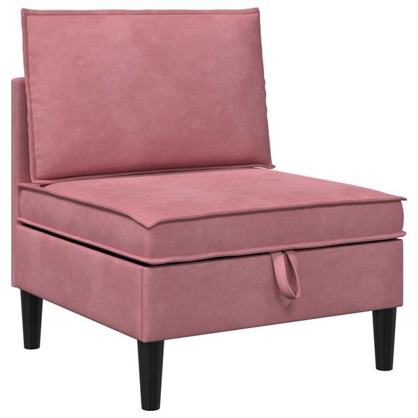 Grote foto vidaxl middelste bank met opbergruimte roze fluweel huis en inrichting bankstellen