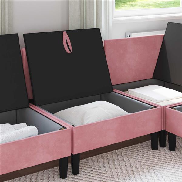 Grote foto vidaxl middelste bank met opbergruimte roze fluweel huis en inrichting bankstellen