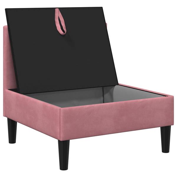 Grote foto vidaxl middelste bank met opbergruimte roze fluweel huis en inrichting bankstellen