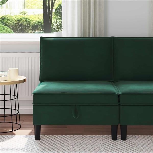 Grote foto vidaxl middelste bank met opbergruimte donkergroen fluweel huis en inrichting bankstellen