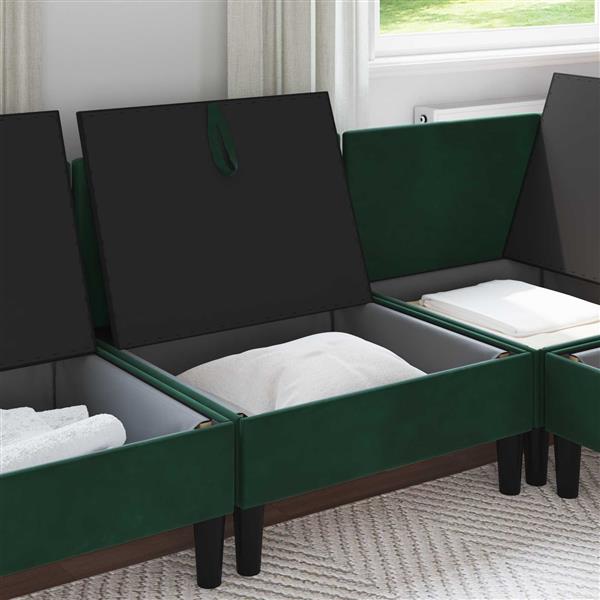 Grote foto vidaxl middelste bank met opbergruimte donkergroen fluweel huis en inrichting bankstellen