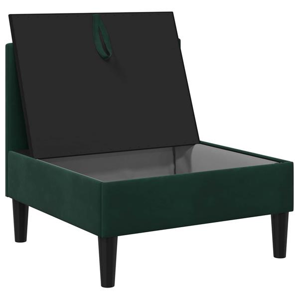 Grote foto vidaxl middelste bank met opbergruimte donkergroen fluweel huis en inrichting bankstellen