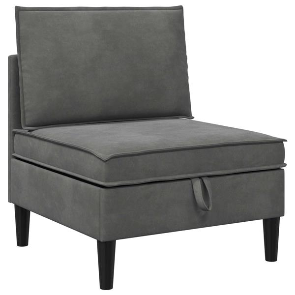 Grote foto vidaxl middelste bank met opbergruimte donkergrijs fluweel huis en inrichting bankstellen