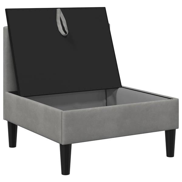 Grote foto vidaxl middelste bank met opbergruimte lichtgrijs fluweel huis en inrichting bankstellen