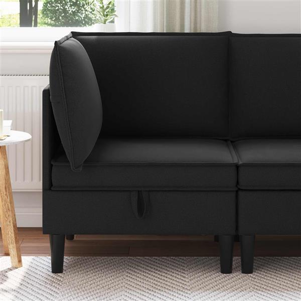 Grote foto vidaxl hoeksofa met opbergruimte zwart fluweel huis en inrichting bankstellen