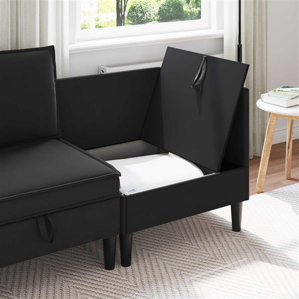 Grote foto vidaxl hoeksofa met opbergruimte zwart fluweel huis en inrichting bankstellen