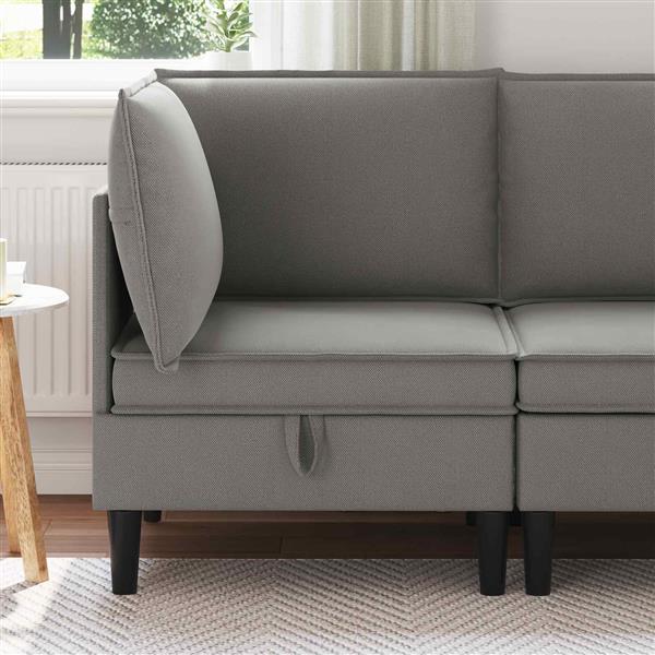 Grote foto vidaxl hoeksofa met opbergruimte donkergrijs fluweel huis en inrichting bankstellen