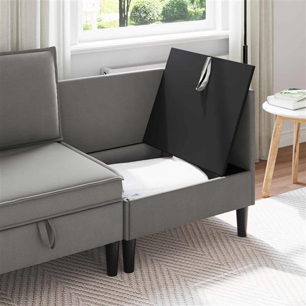 Grote foto vidaxl hoeksofa met opbergruimte donkergrijs fluweel huis en inrichting bankstellen