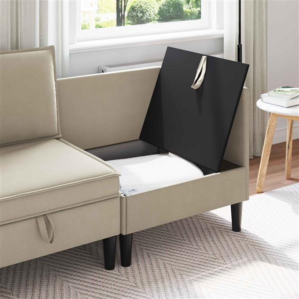 Grote foto vidaxl hoeksofa met opbergruimte zand fluweel huis en inrichting bankstellen