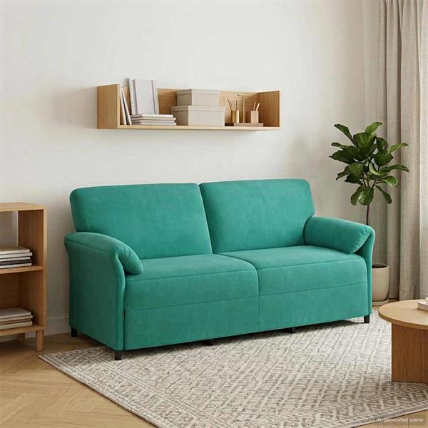 Grote foto vidaxl 3 zits bank turquoise 198 x 83 x 95 cm fluweel huis en inrichting bankstellen