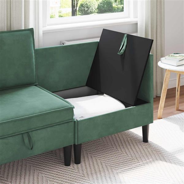 Grote foto vidaxl bank met opslag zeegroen fluweel huis en inrichting bankstellen