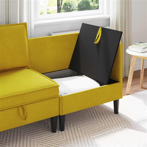Grote foto vidaxl bank met opslag geel fluweel huis en inrichting bankstellen